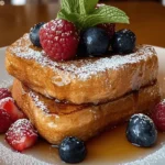 Thick slices of sourdough bread with a rustic texture, perfect for making French toast.
