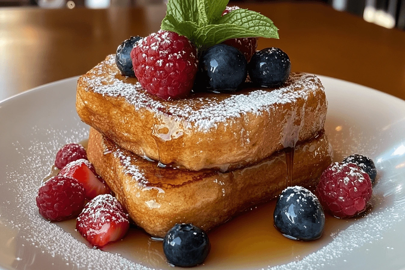 Thick slices of sourdough bread with a rustic texture, perfect for making French toast.