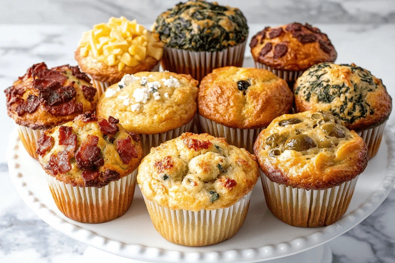  Savory breakfast muffins being stored in an airtight container with options for reheating in the microwave and oven.