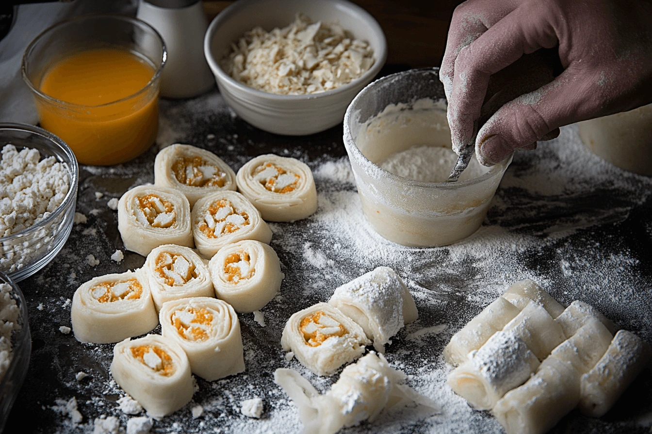 Step-by-step visuals of making a cinnamon roll casserole